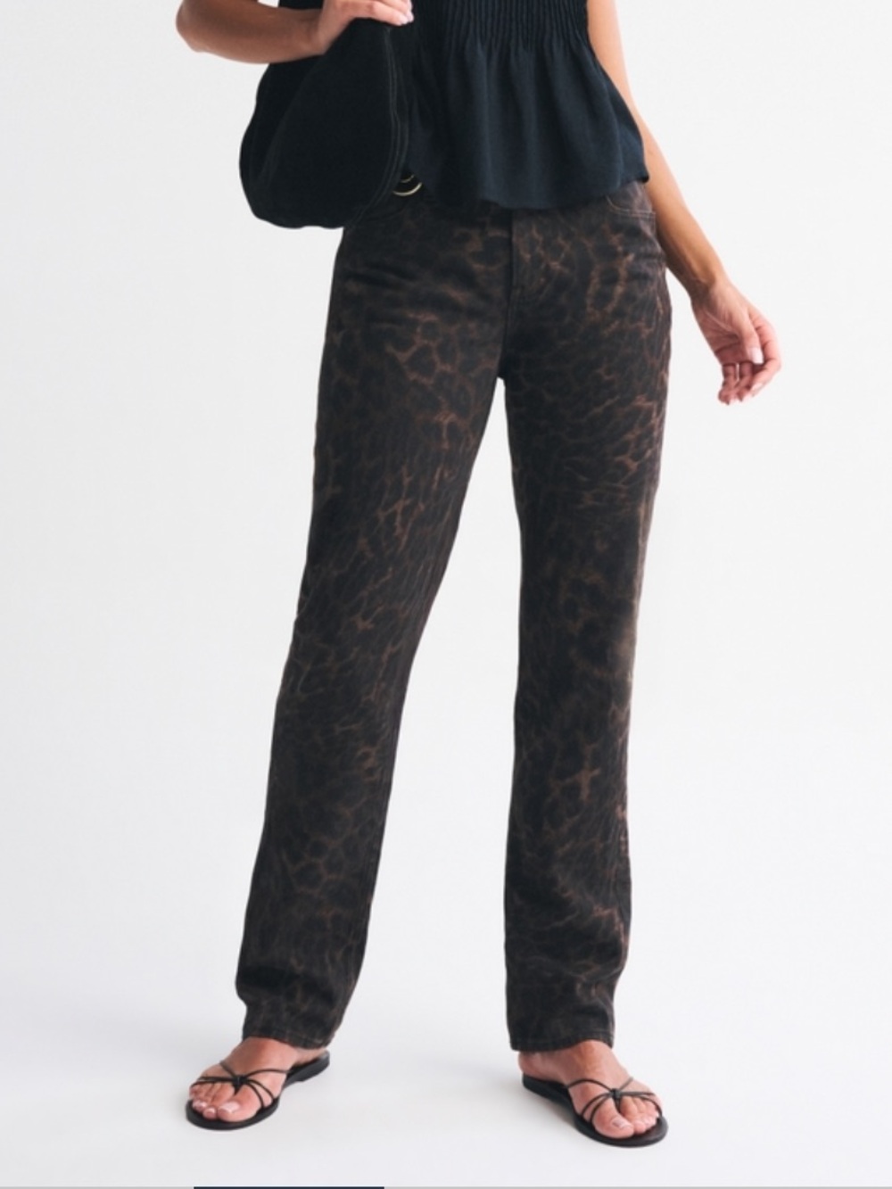 Abercrombie & Fitch Brown Leopard Print Straight Leg Jeans